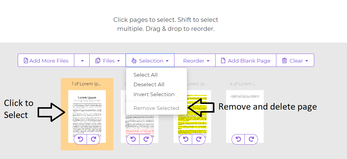 delete by combine and reorder tool by DeftPDF