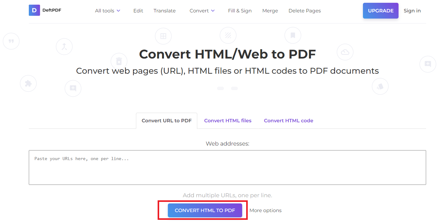 DeftPDF HTML to PDF converter