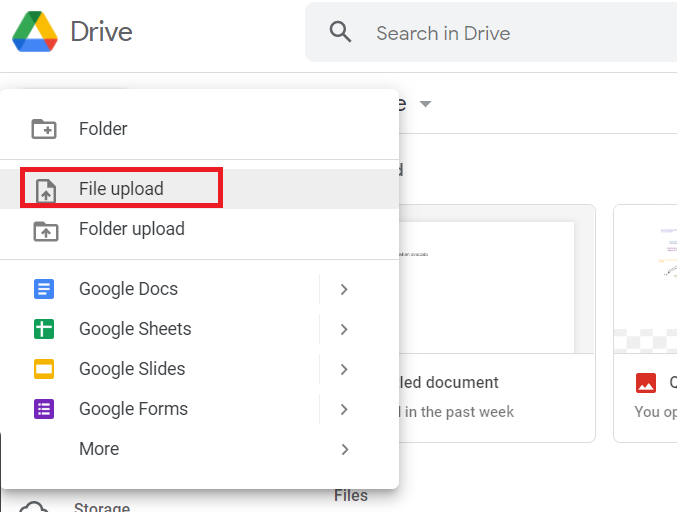 Upload PDF in Google Drive