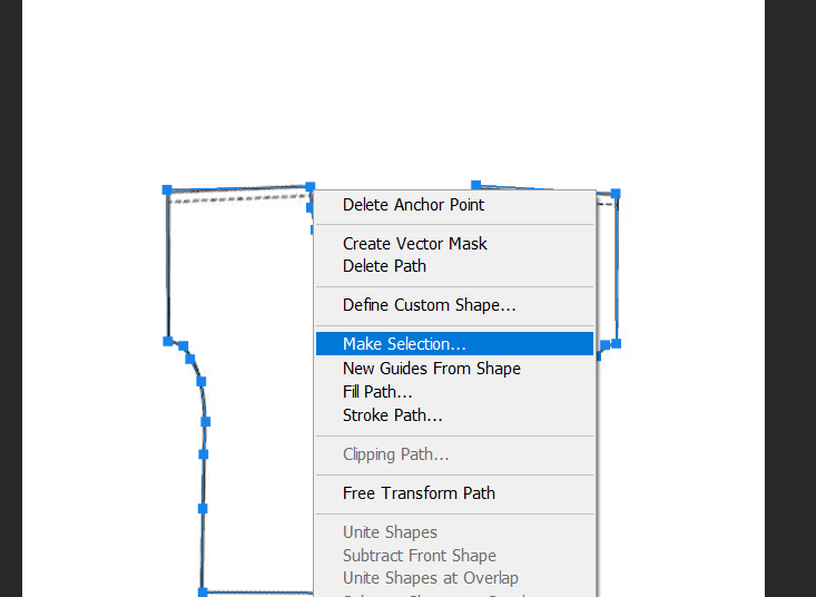 make selection on pen tool