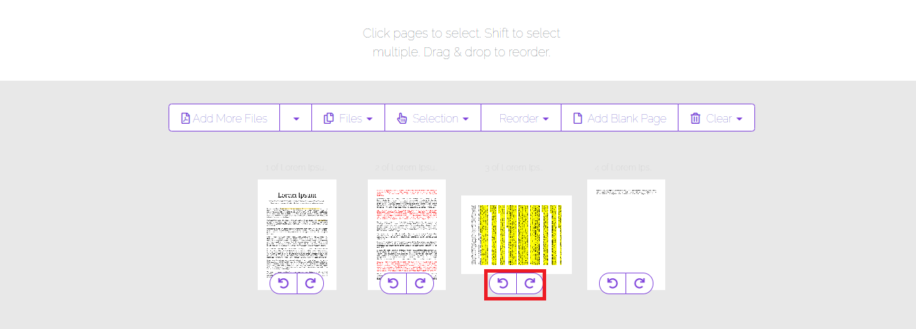 combine and reorder tool rotating specific pages