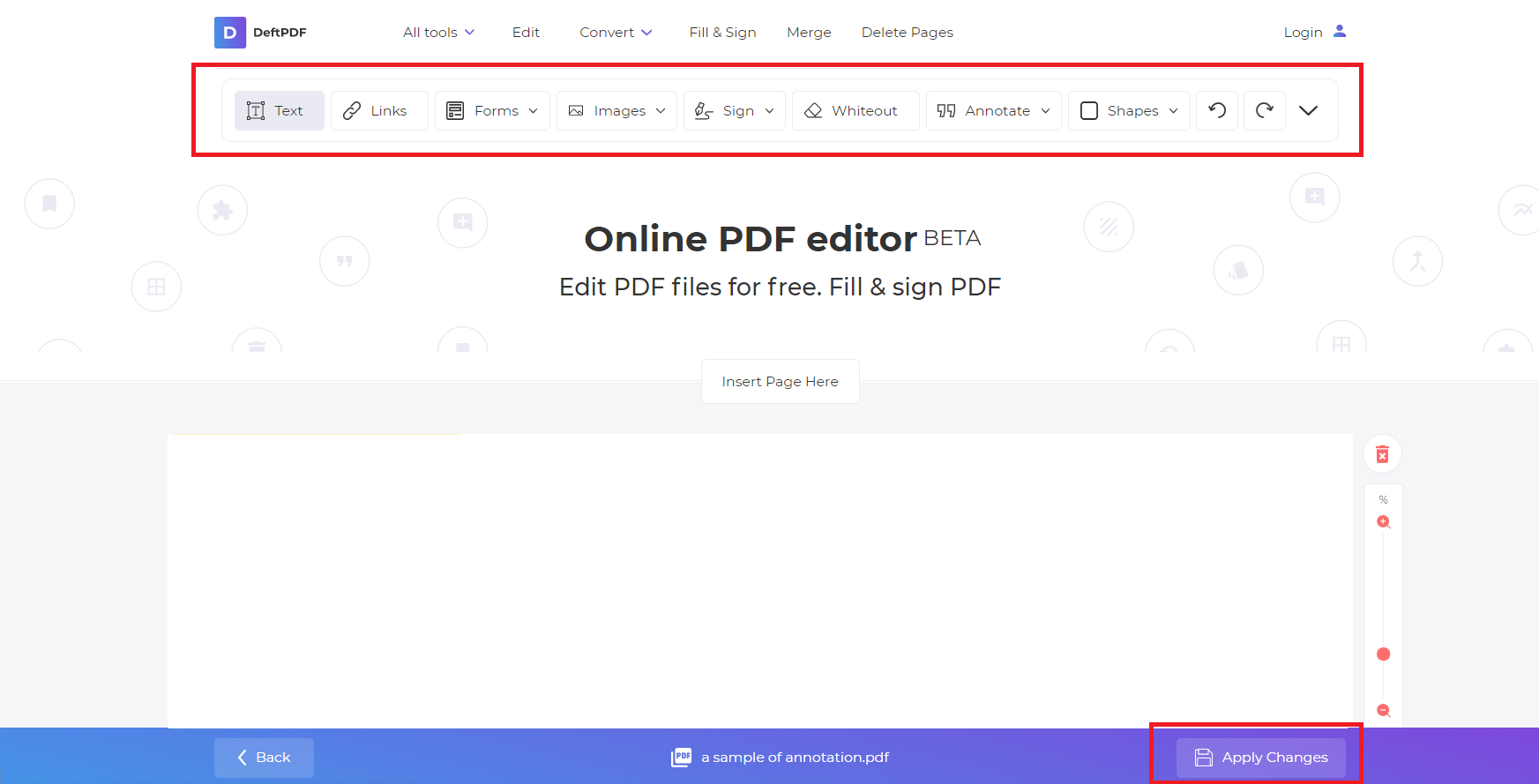 start using editing tool using DeftPDF
