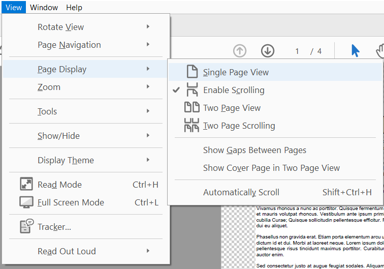 adobe acrobat single view