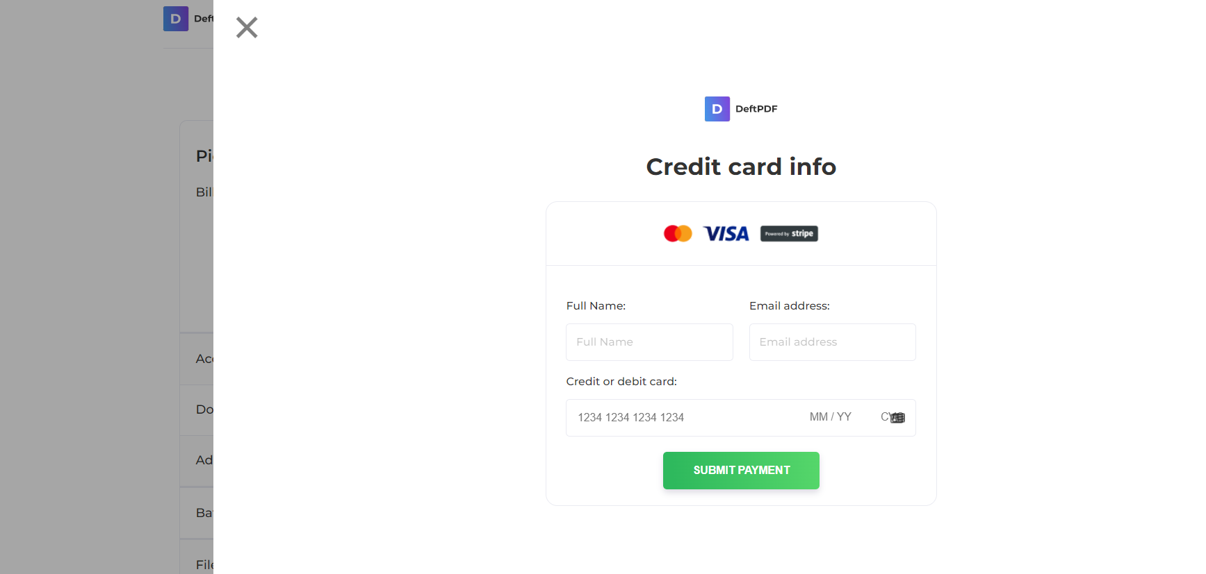 add credit card information