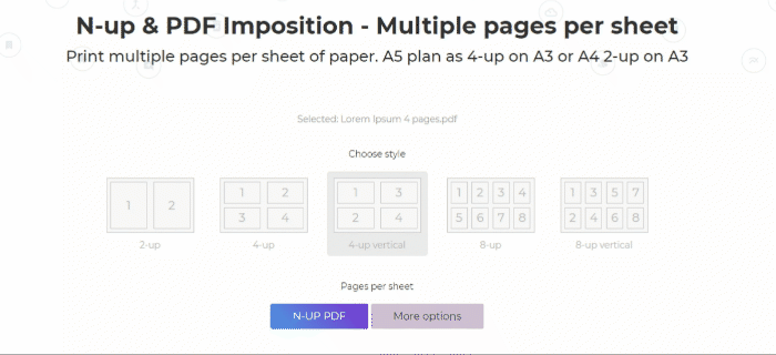 N-up and PDF imposition