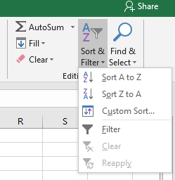 filter excel