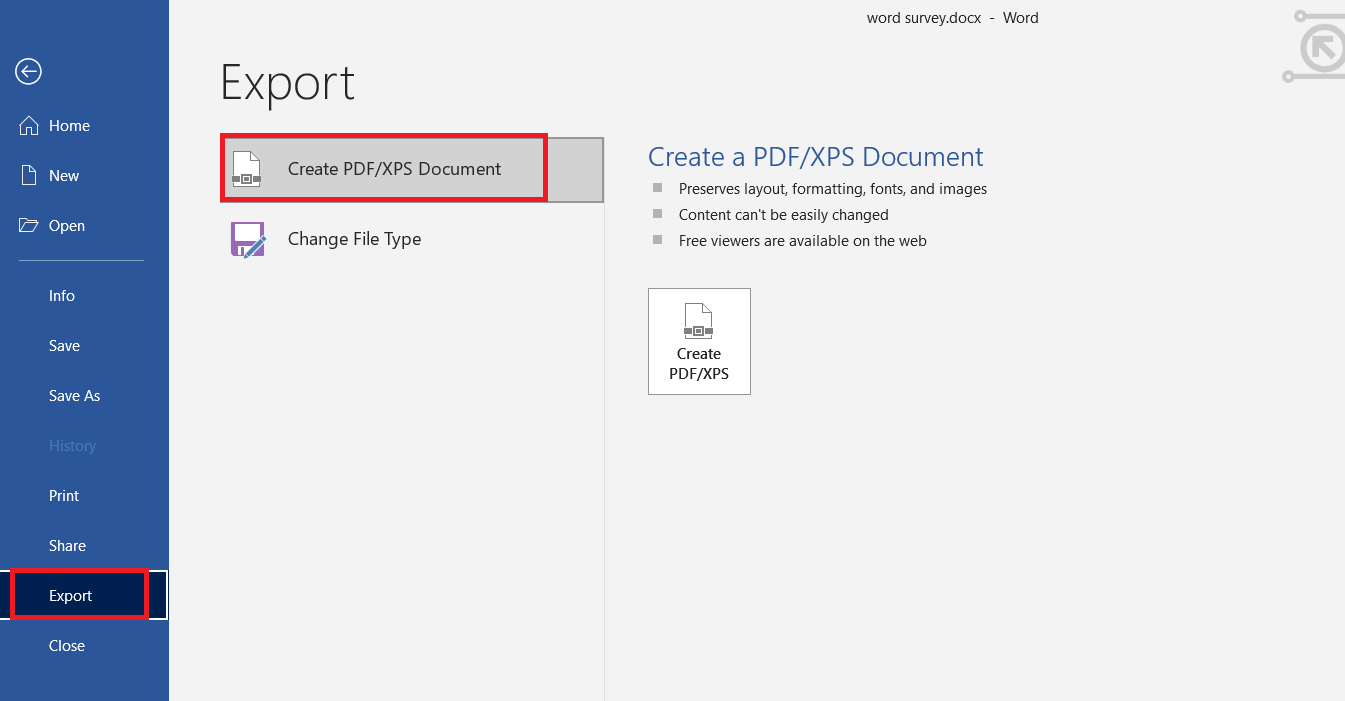 export to pdf