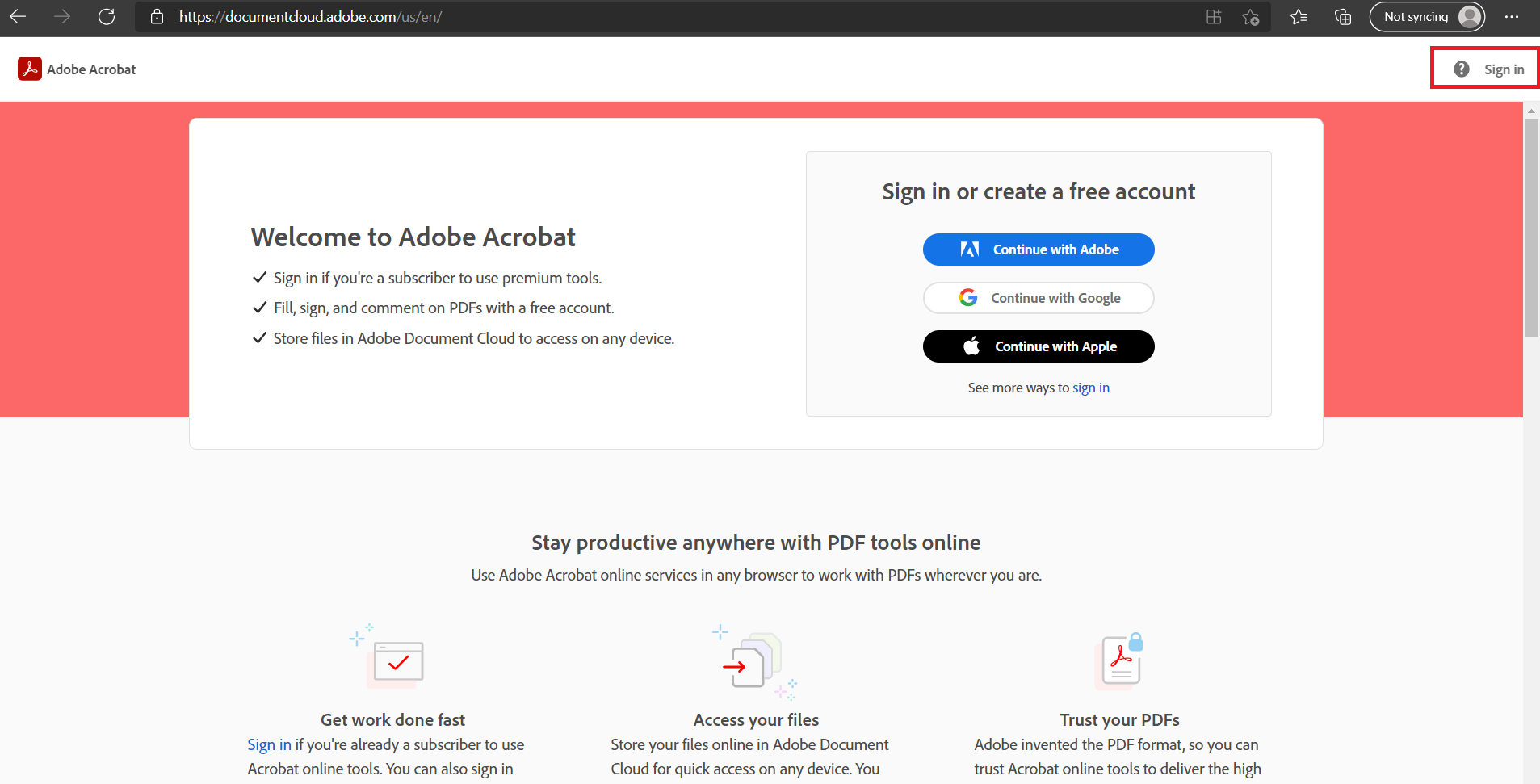 sign in to document cloud in adobe