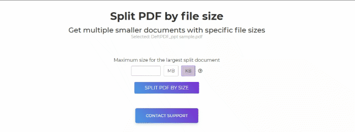 deftpdf split by size