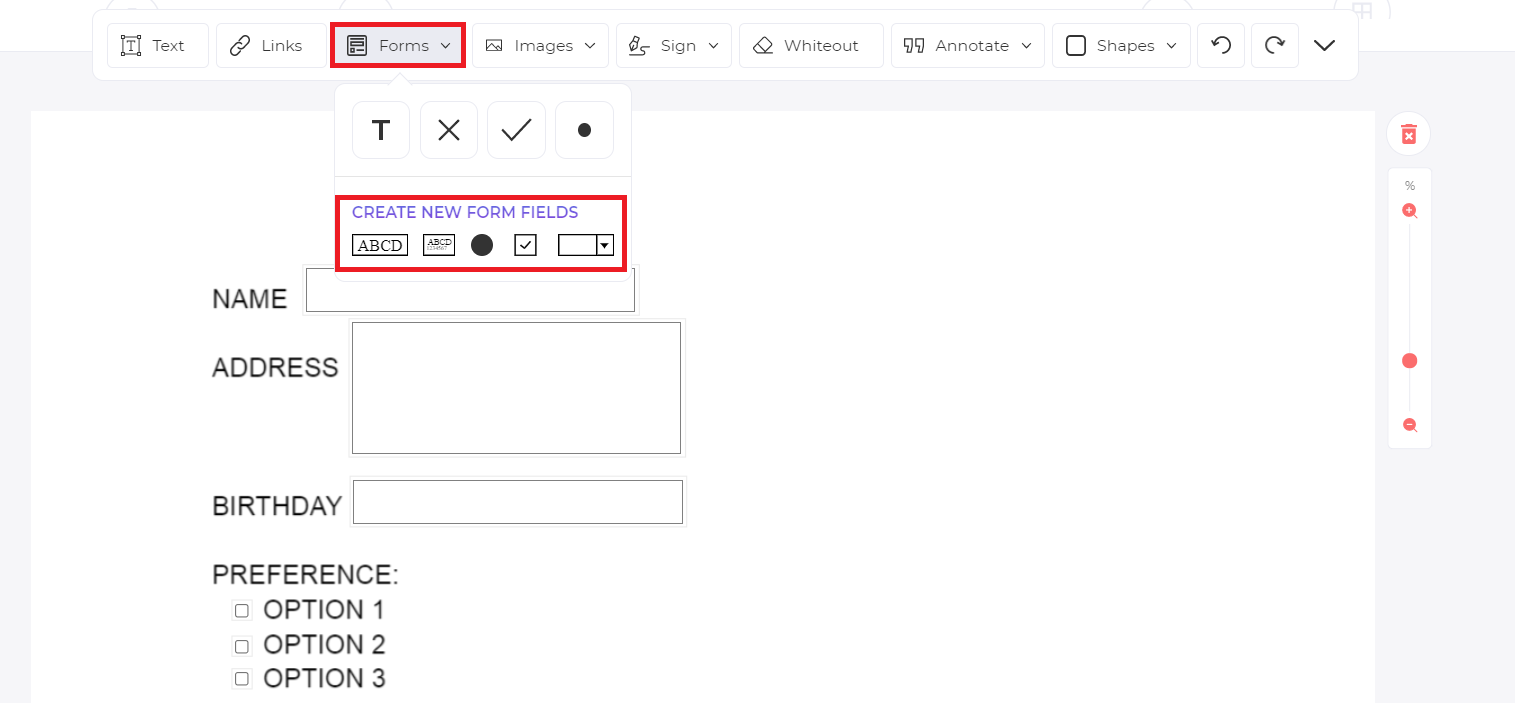 adding form elements using form fields
