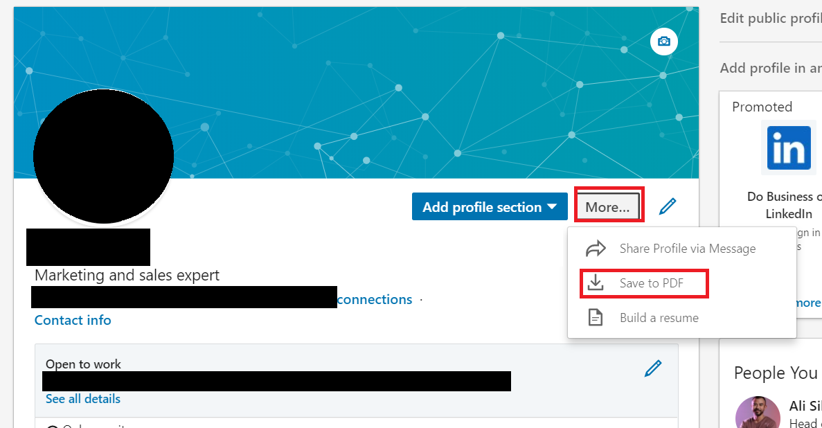 How To Save Linkedin Profile As A Pdf