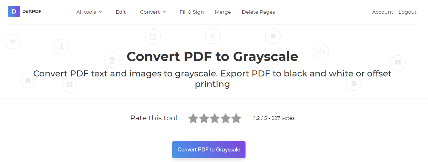 DeftPDF turns PDF into grayscale