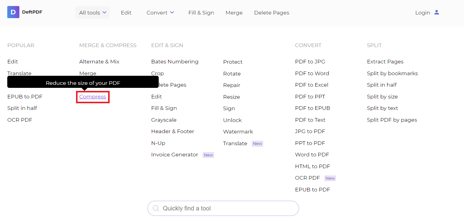 deftpdf compress tool