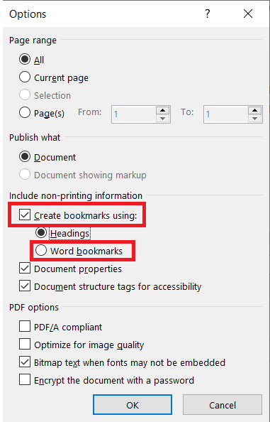 save bookmarks on PDF